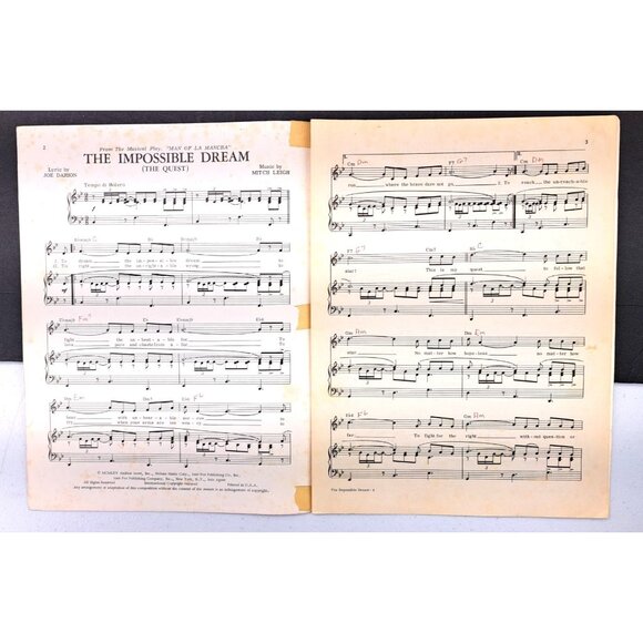 Vintage Man Of La Mancha Sheet Music & Music Book Set Dulcinea Impossible Dream - Picture 11 of 13